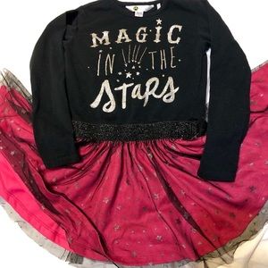 Girls Magic Blk/Pink/Silver Skirted top